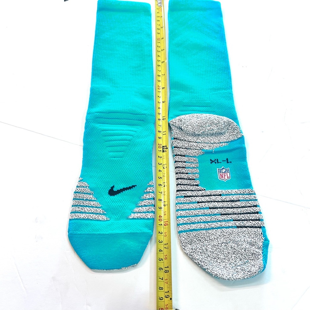 Nike Men's Turquoise and Gray Athletic Socks Miami Dolphins Xl